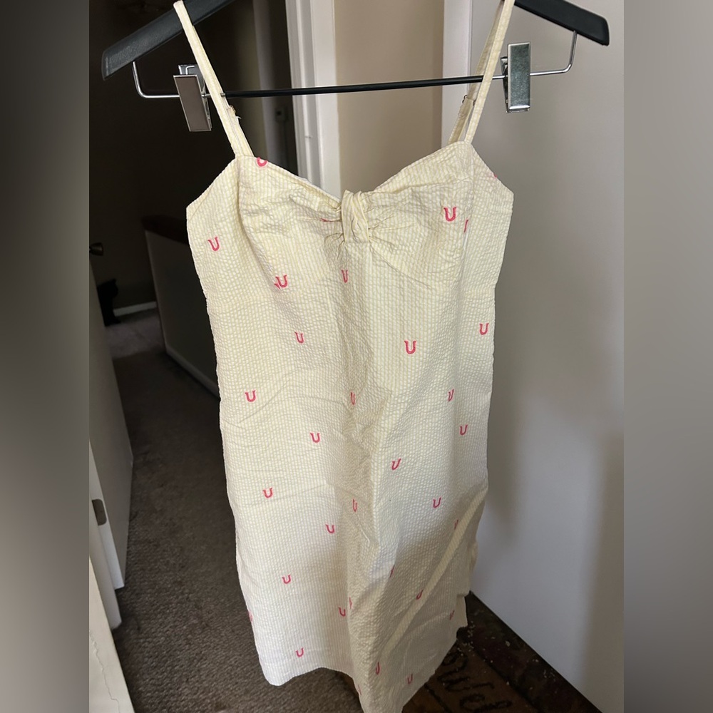 Yellow Seekersucker Horseshoe Dress